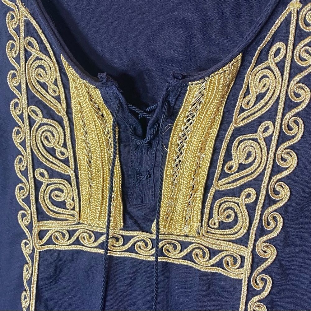 Ralph Lauren Denim & Supply Gold Embroidered Navy Sleeveless Top - Women's M - Picture 3 of 7